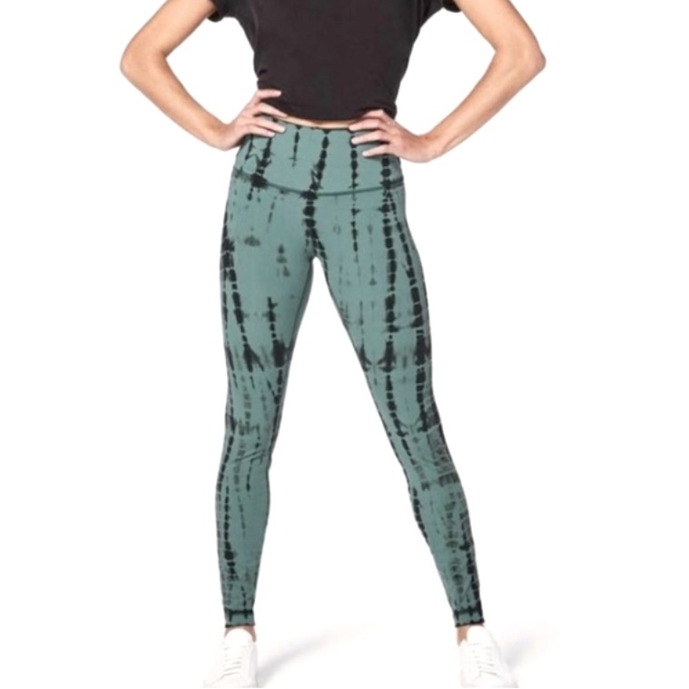 Lululemon Tie Dye HR Ankle Length Leggings | Green & Black | Sz 6